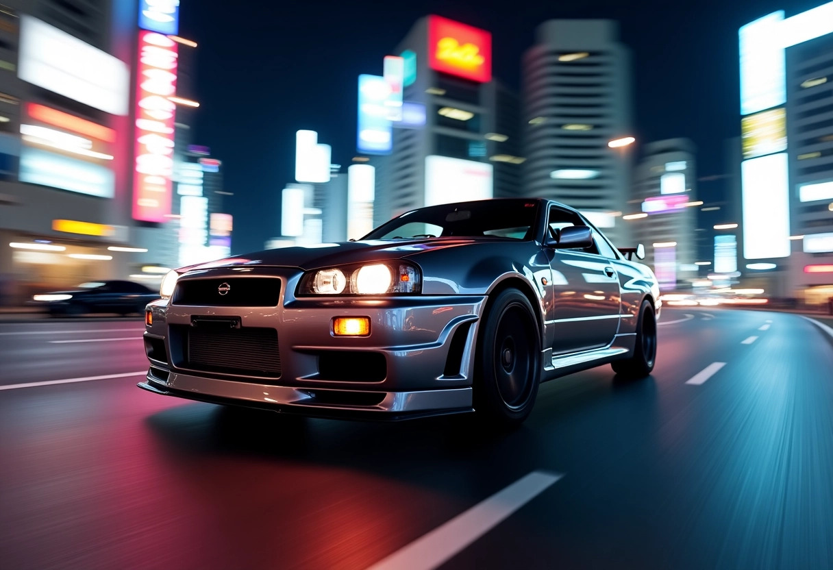 nissan r34 gt  japon  voiture